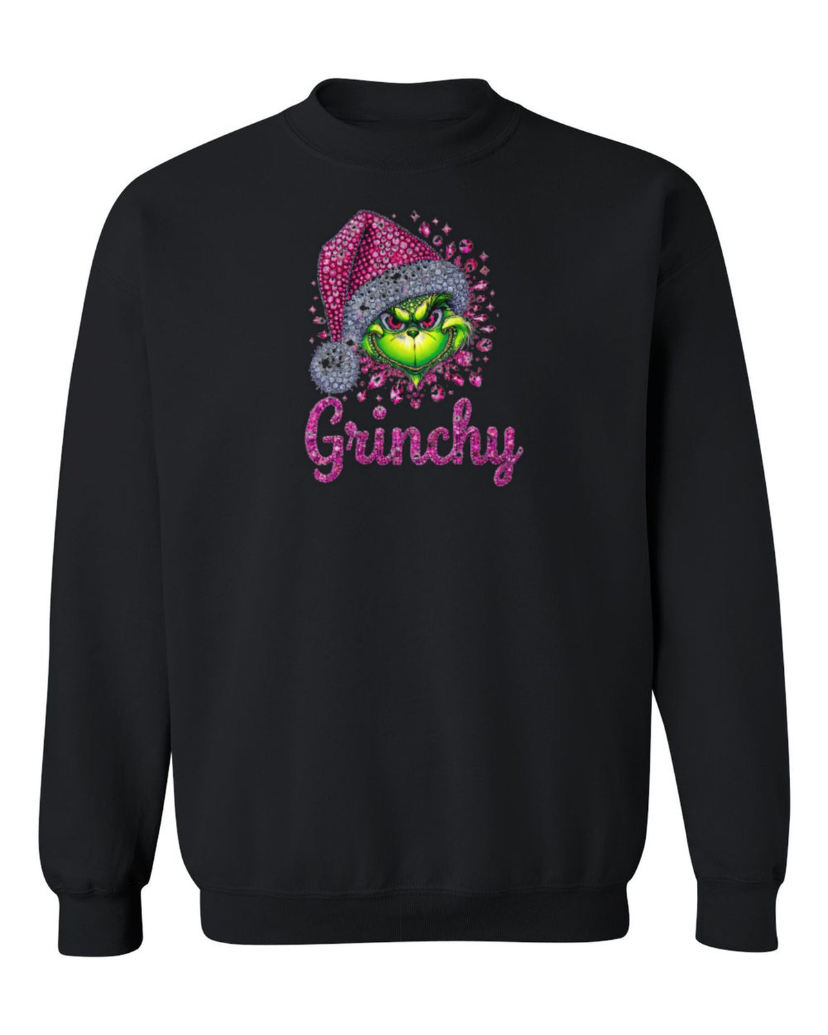 Grinchy Design — black crewneck mockup