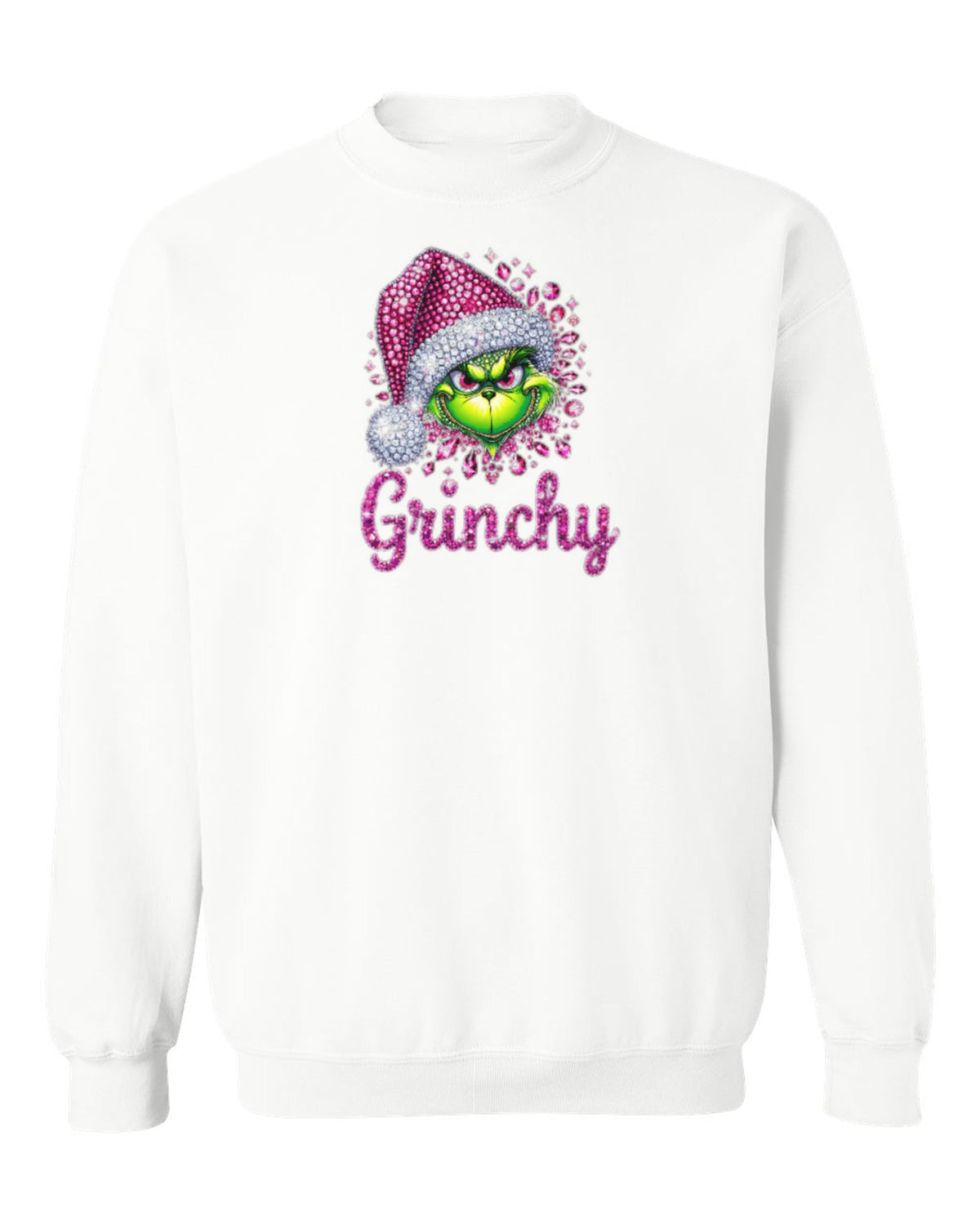 Grinchy Design — white crewneck mockup