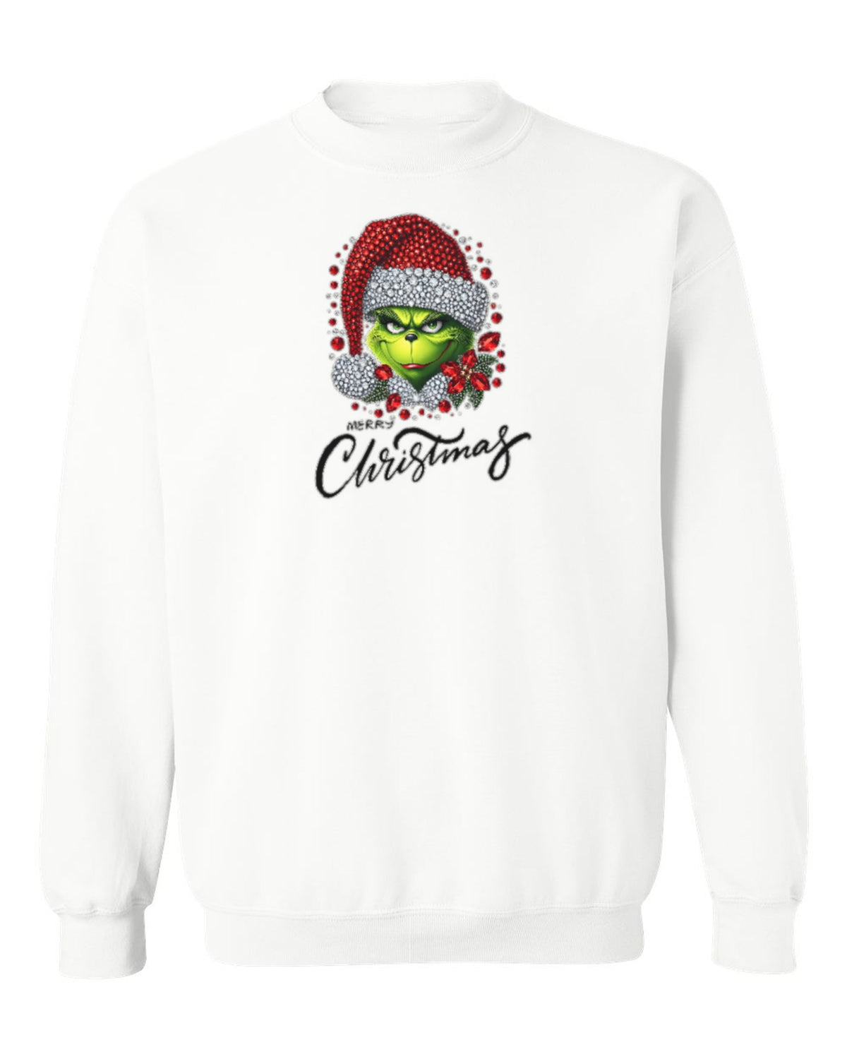 Grinch Merry Christmas Design — white crewneck mockup