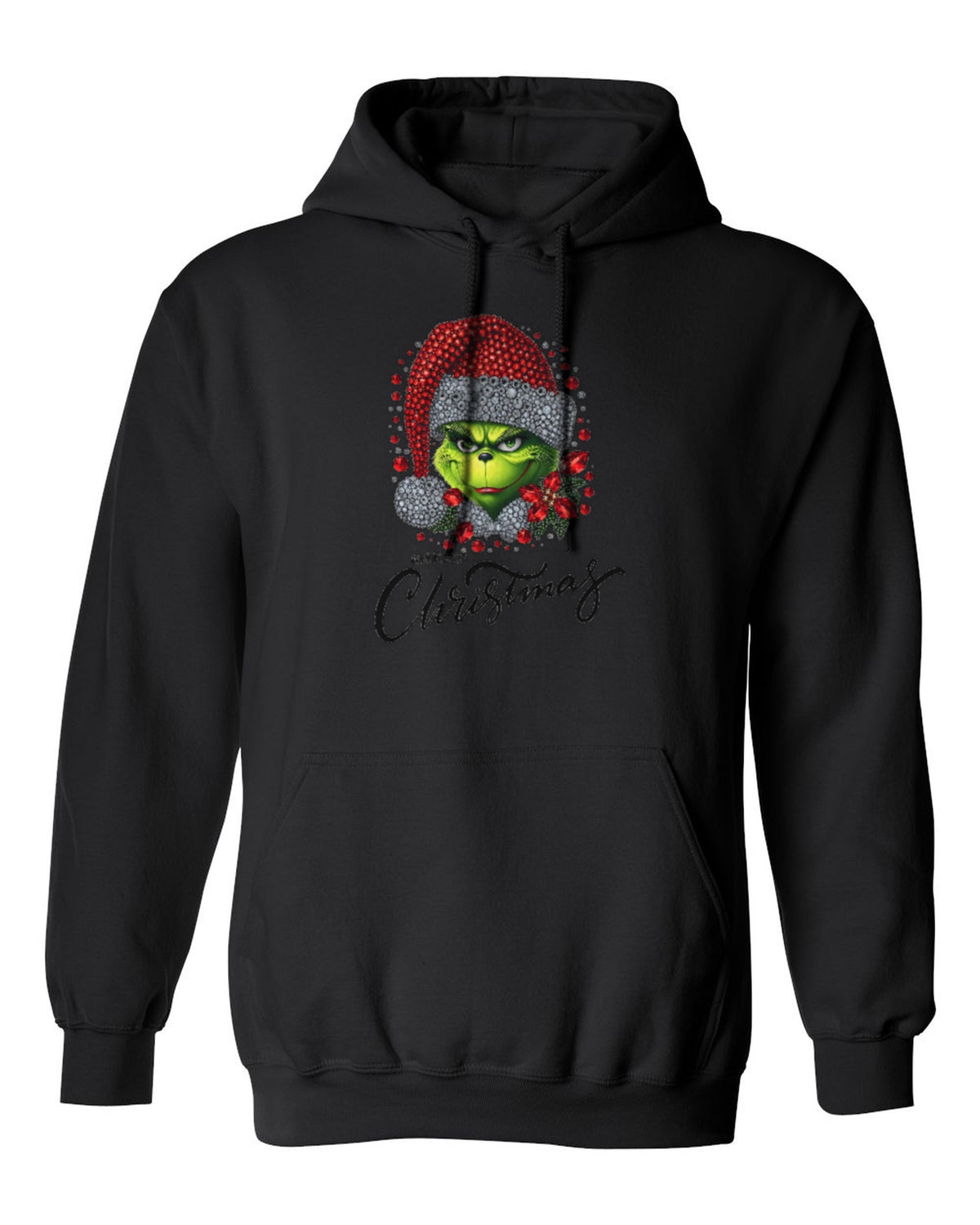 Grinch Merry Christmas Design — black hoodie mockup