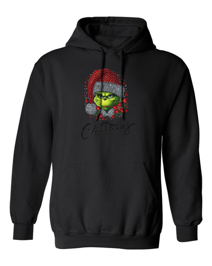 Grinch Merry Christmas Design — black hoodie mockup