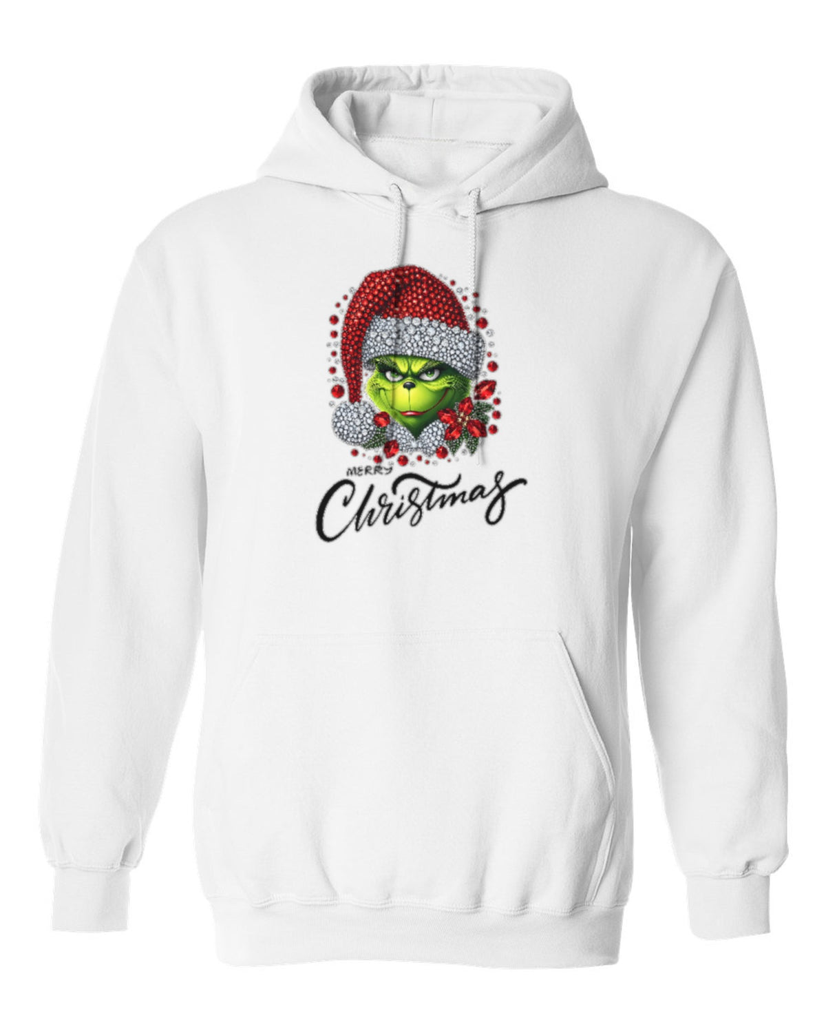 Grinch Merry Christmas Design — white hoodie mockup
