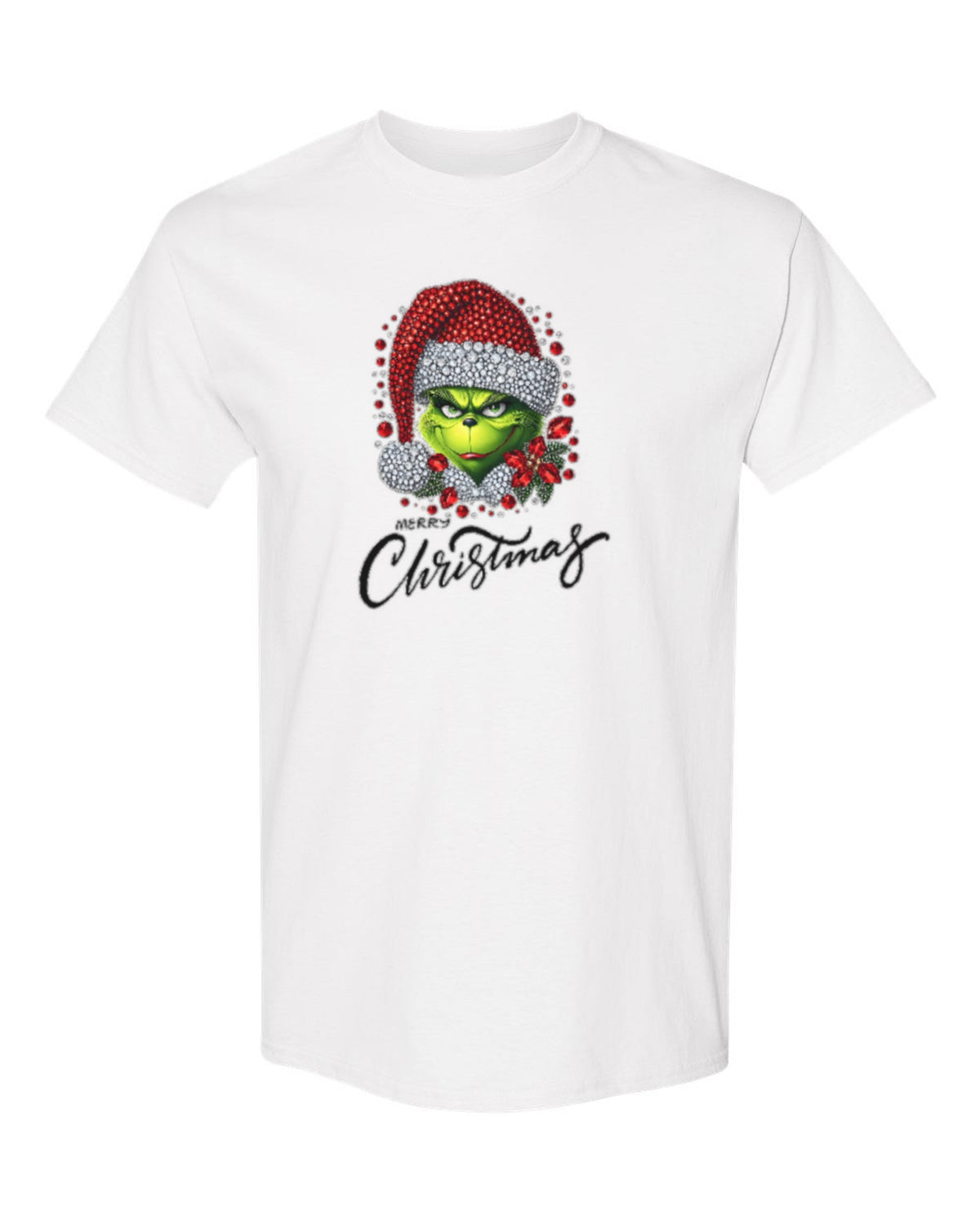 Grinch Merry Christmas Design — white t-shirt mockup