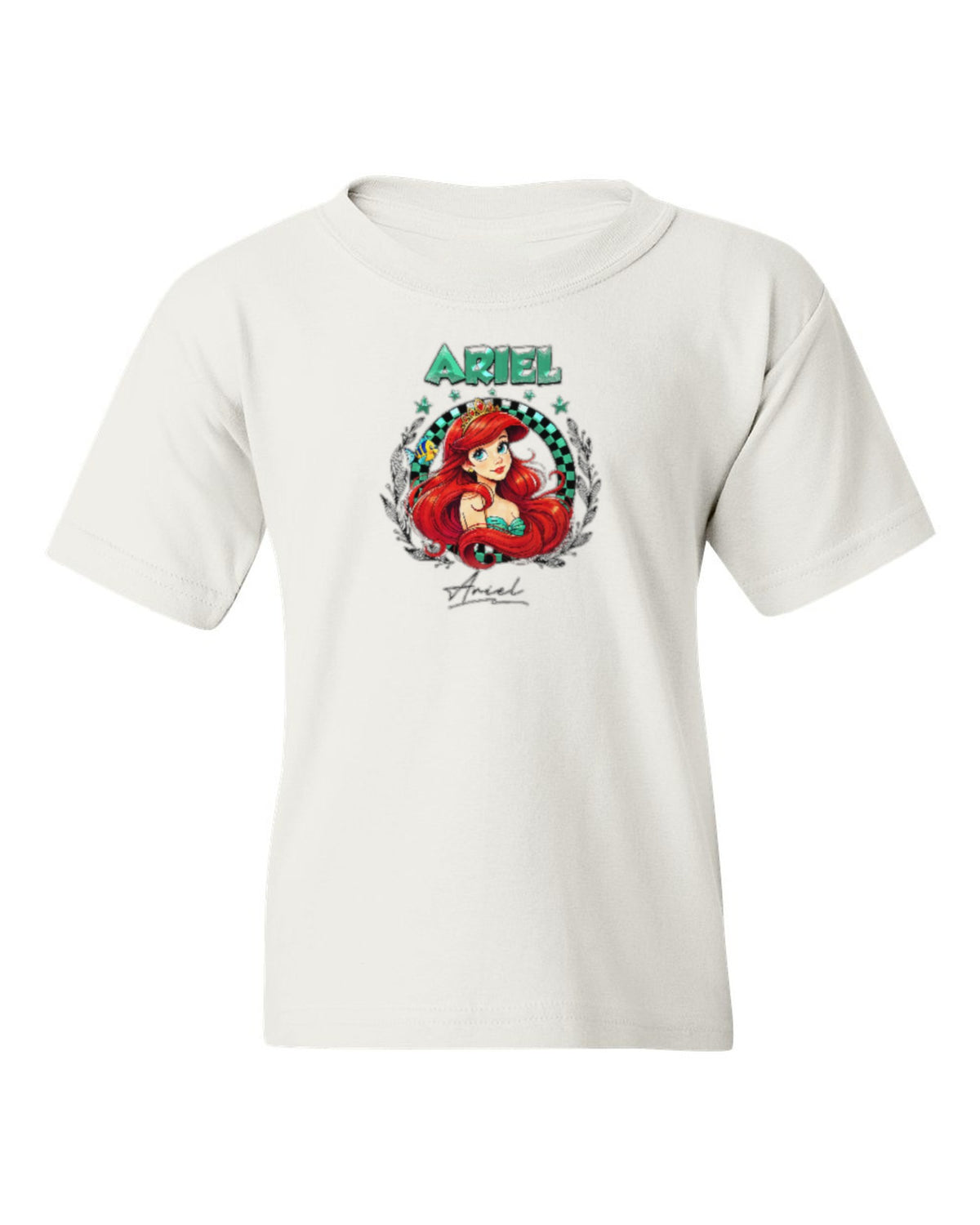 Ariel Princess Kids Tee — white t-shirt mockup