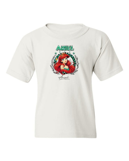 Ariel Princess Kids Tee — white t-shirt mockup