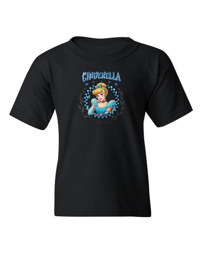 Cinderella Princess Kids Tee — black t-shirt mockup
