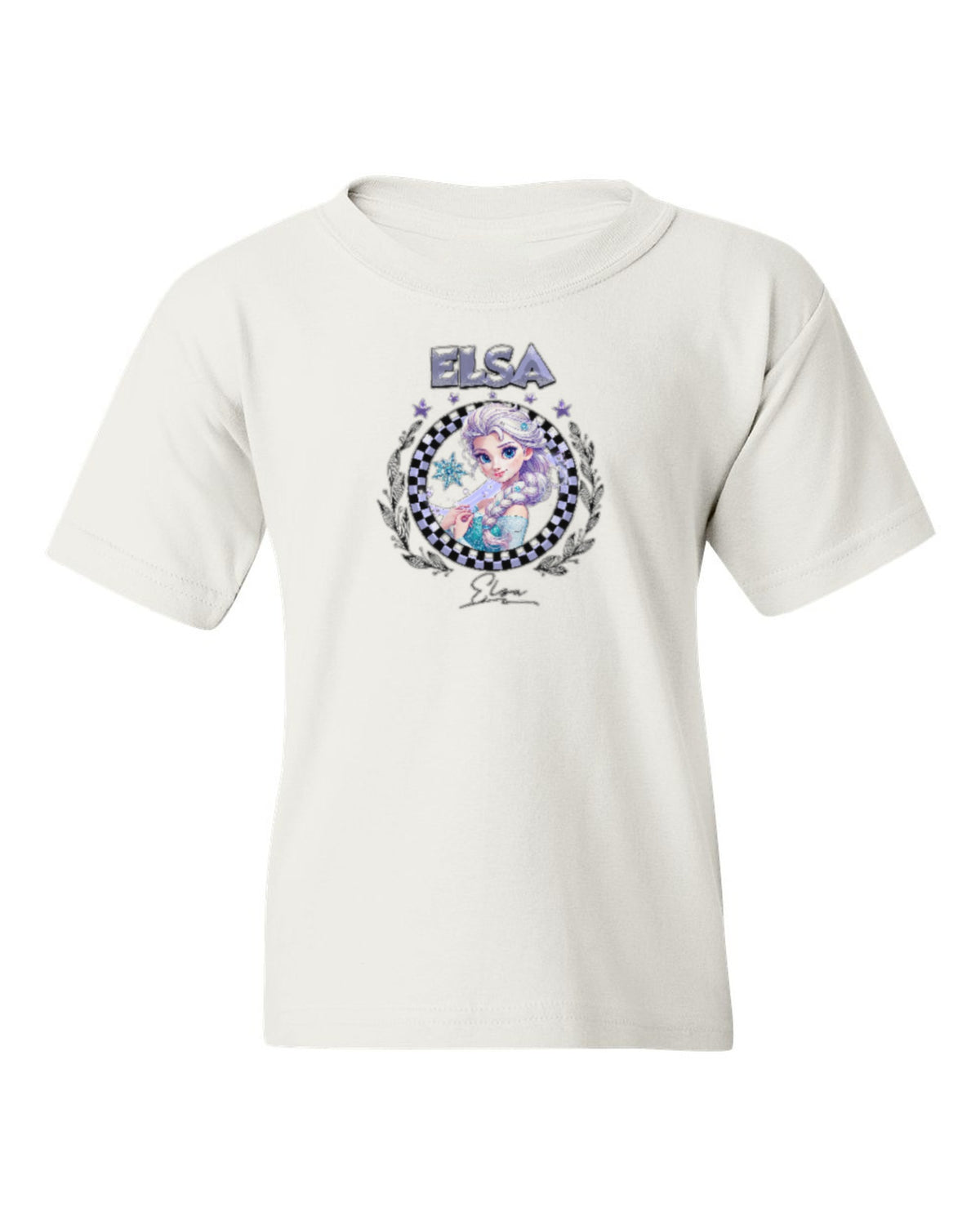 Elsa Princess Kids Tee — white t-shirt mockup
