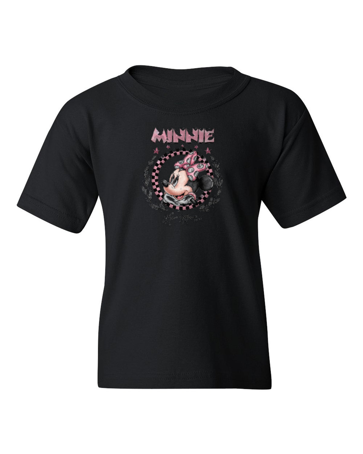 Minnie Kids Tee — black t-shirt mockup