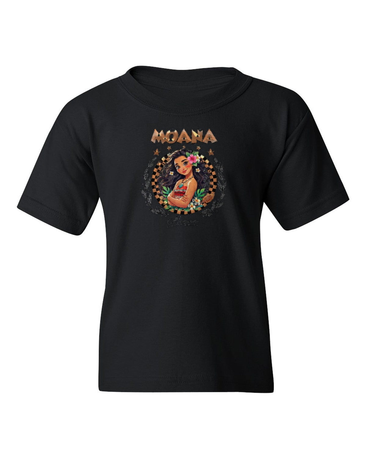 Moana Princess Kids Tee — black t-shirt mockup