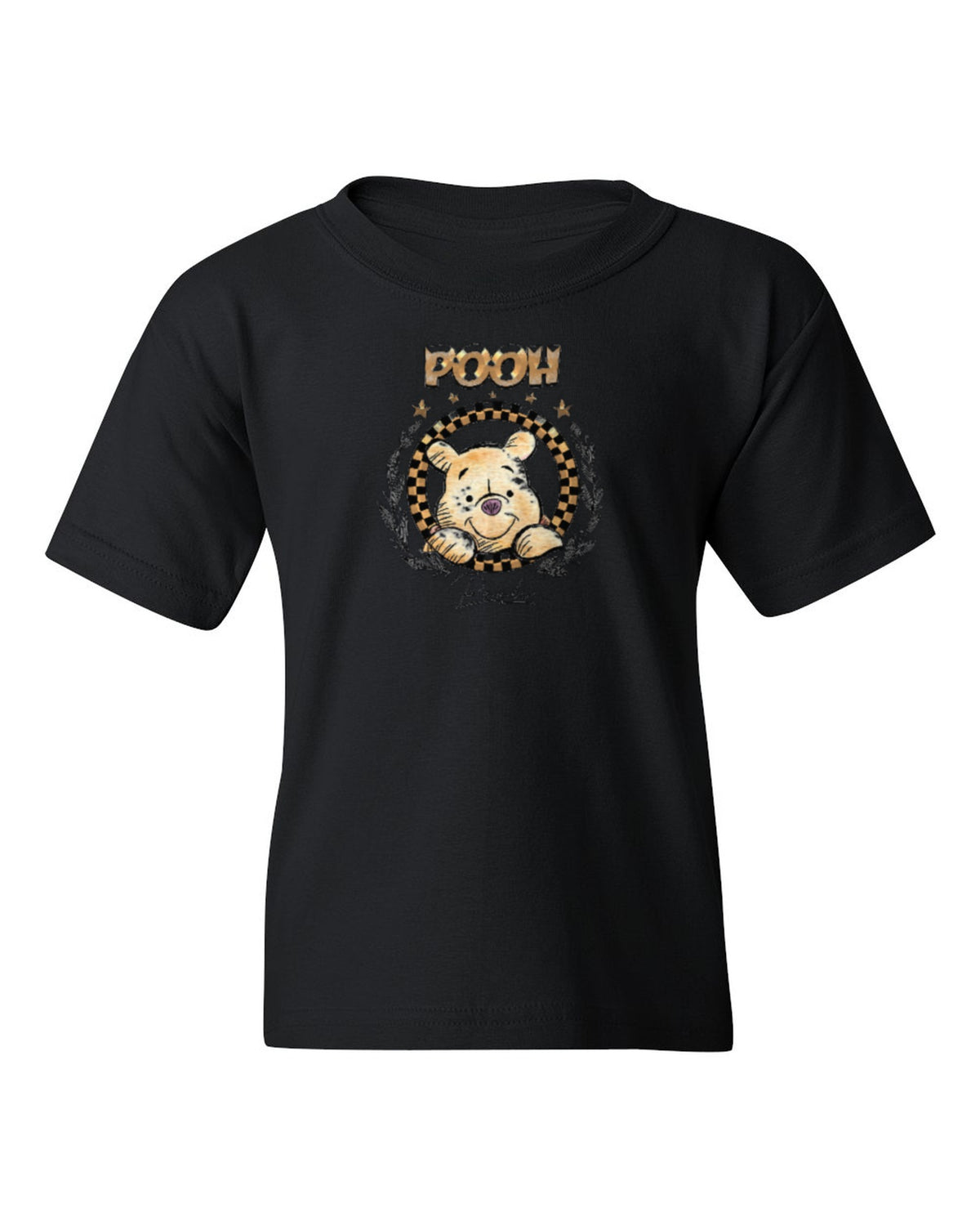 Pooh Kids Tee — black t-shirt mockup