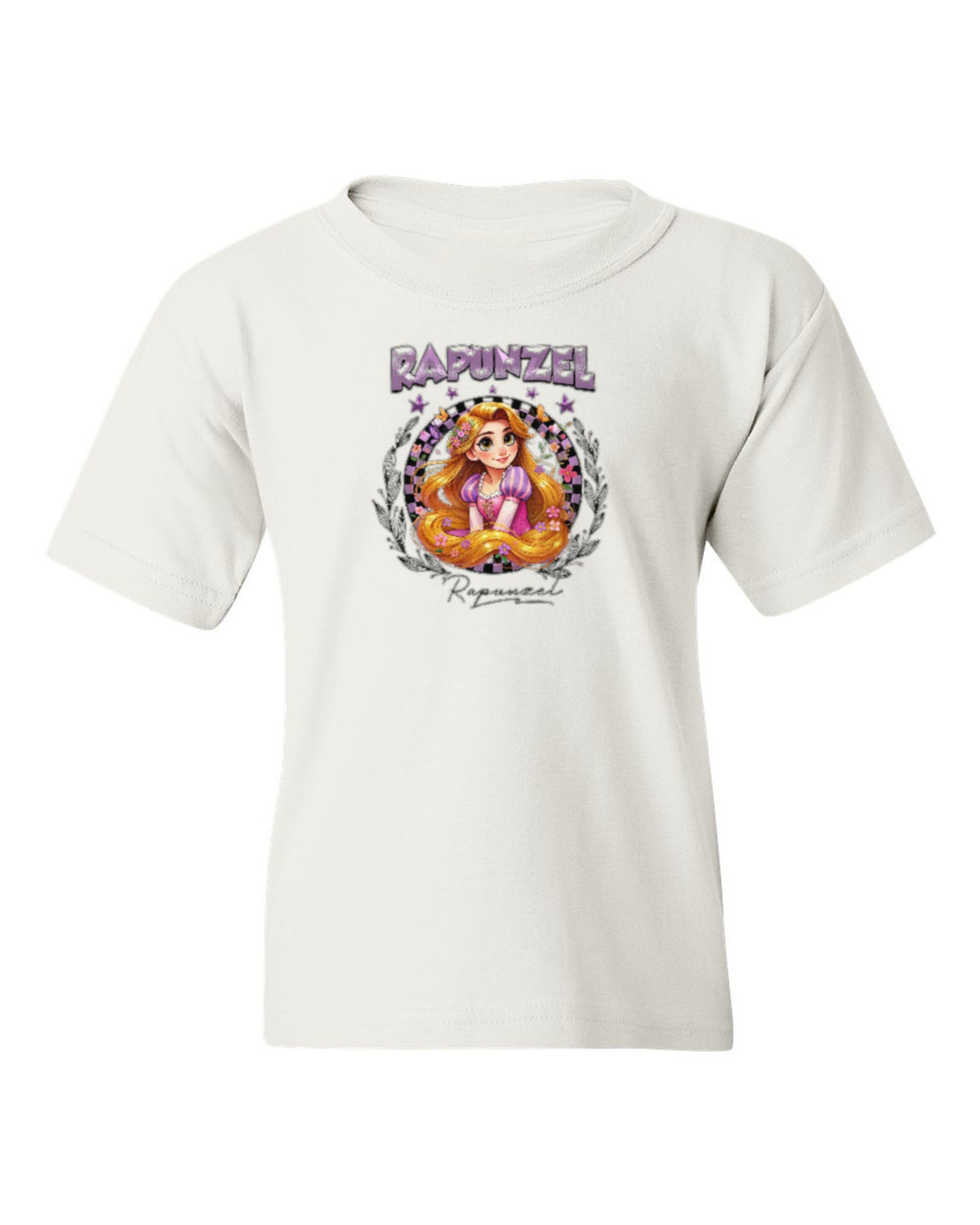 Rapunzel Princess Kids Tee — white t-shirt mockup