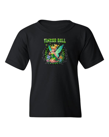 Tinker Bell Kids Tee — black t-shirt mockup