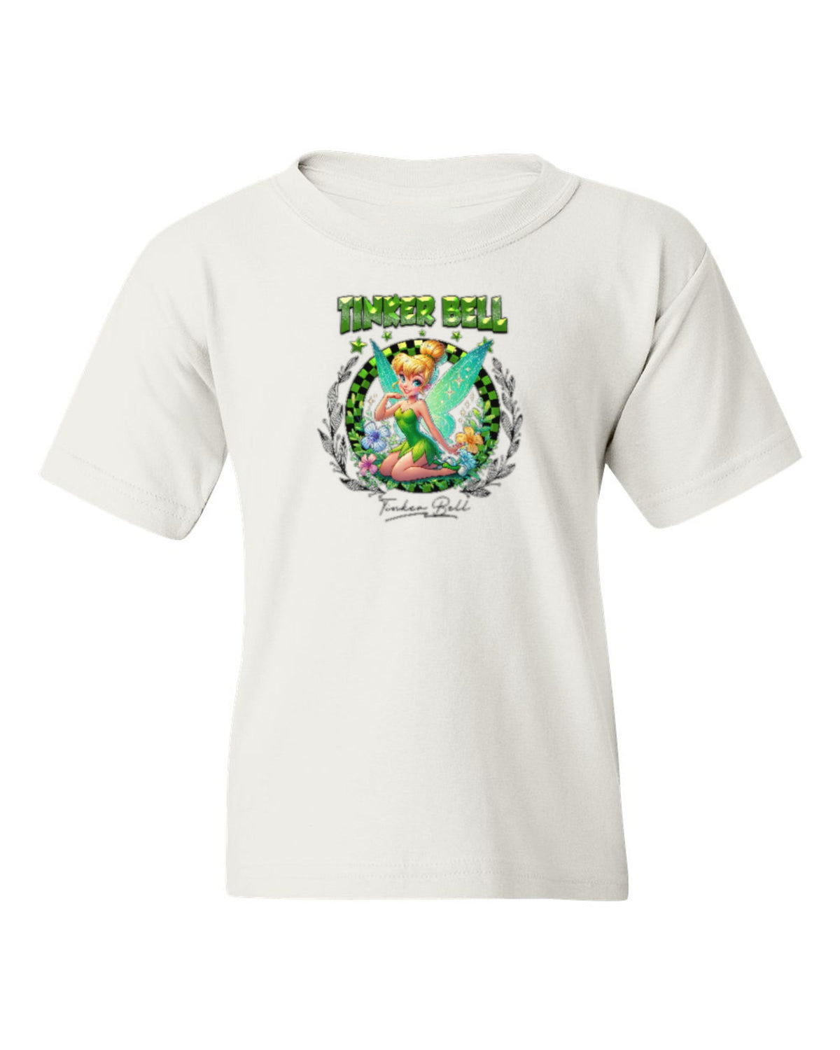 Tinker Bell Kids Tee — white t-shirt mockup