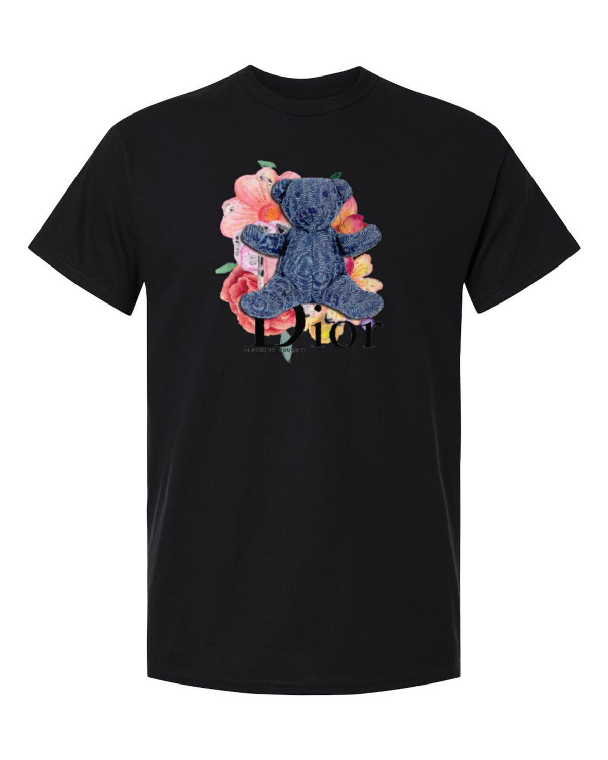 Dior Teddy Bear Design — black t-shirt mockup