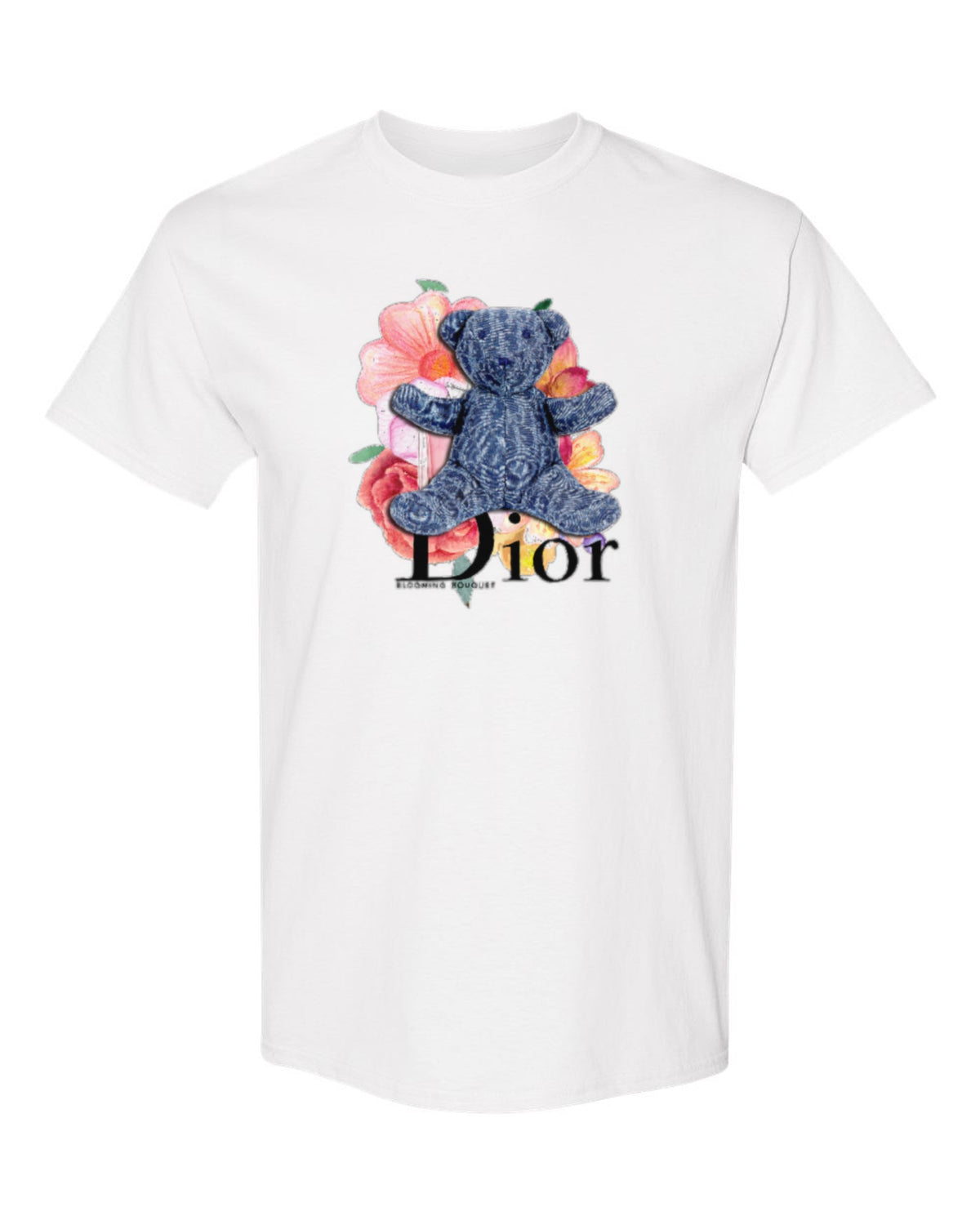 Dior Teddy Bear Design — white t-shirt mockup