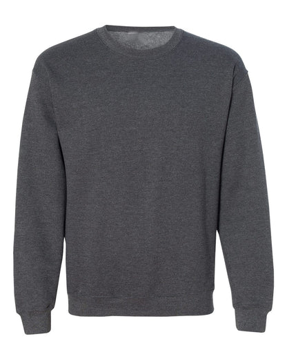 Gildan 18000 blank crewneck in Dark Heather, front view