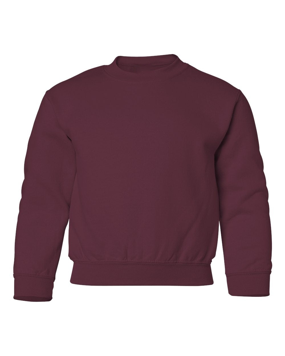 Gildan 18000B blank youth crewneck in Maroon, front view