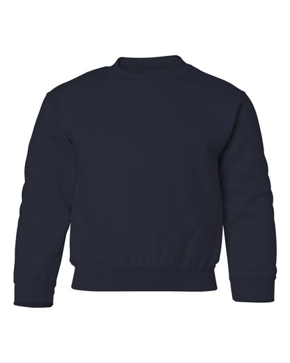 Gildan 18000B blank youth crewneck in Navy, front view