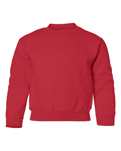 Gildan 18000B blank youth crewneck in Red, front view
