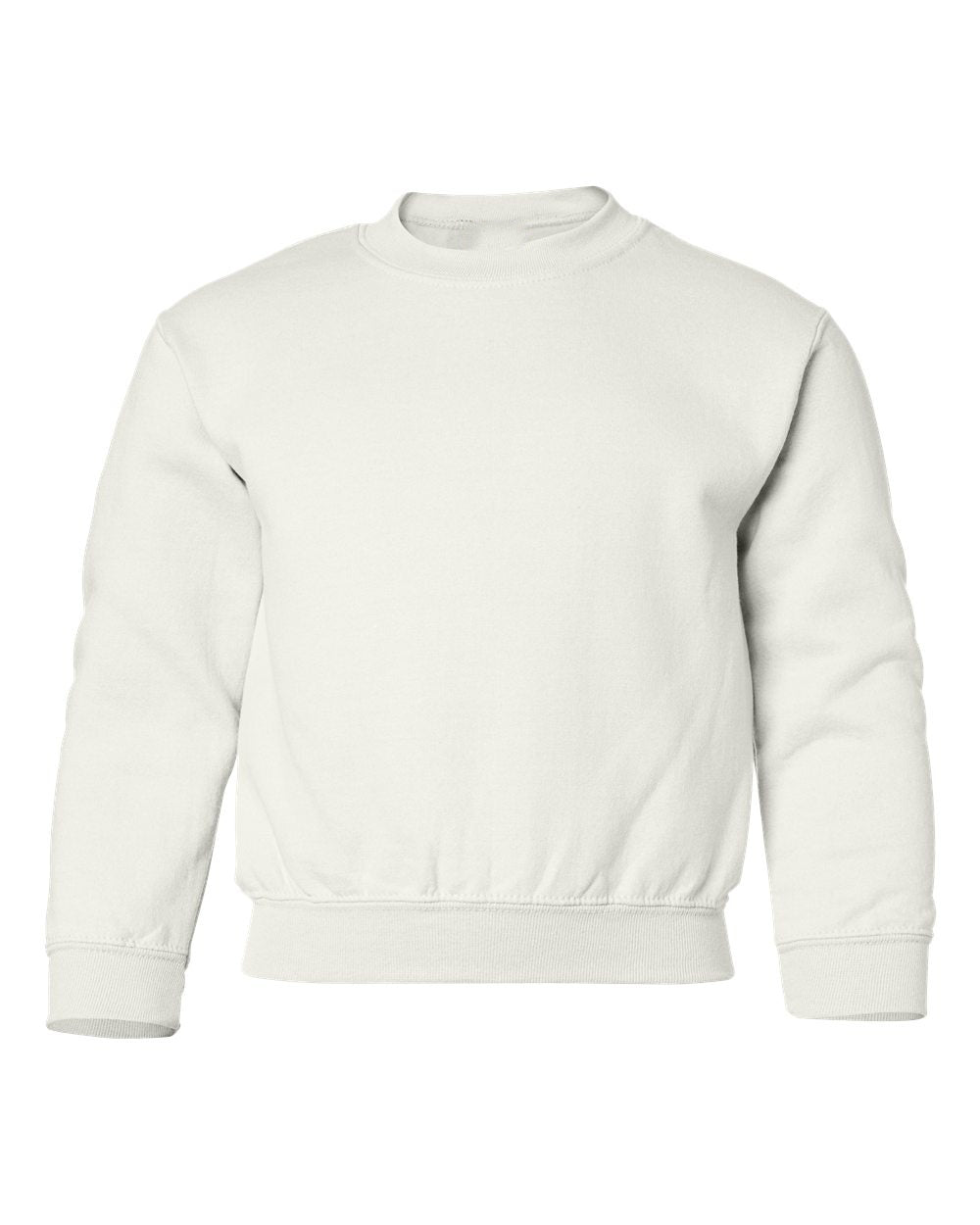 Gildan 18000B blank youth crewneck in White, front view