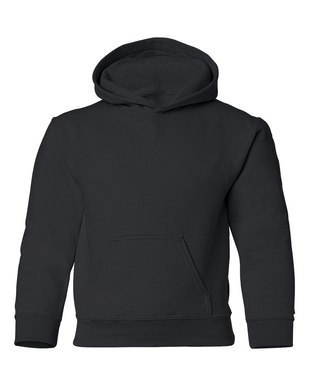 Gildan 18500B blank youth hoodie in Black, front view