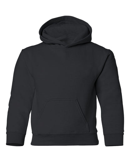Gildan 18500B blank youth hoodie in Black, front view
