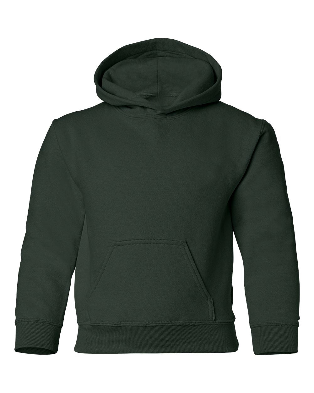 Gildan 18500B blank youth hoodie in Forest Green, front view