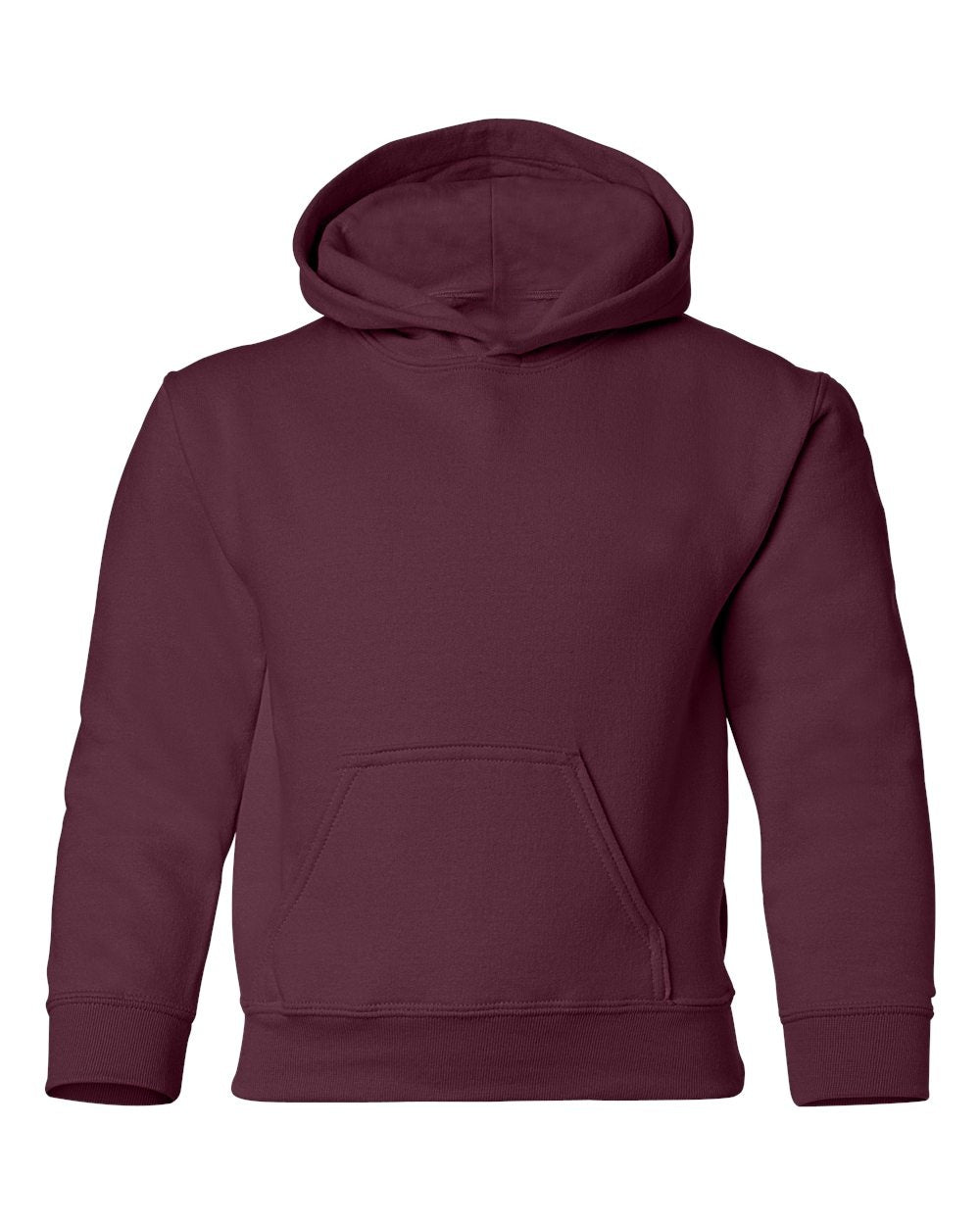 Gildan 18500B blank youth hoodie in Maroon, front view