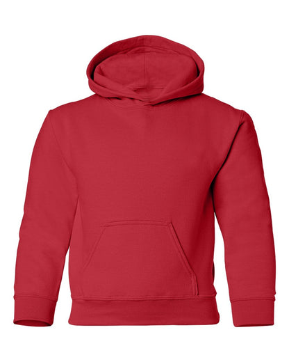 Gildan 18500B blank youth hoodie in Red, front view