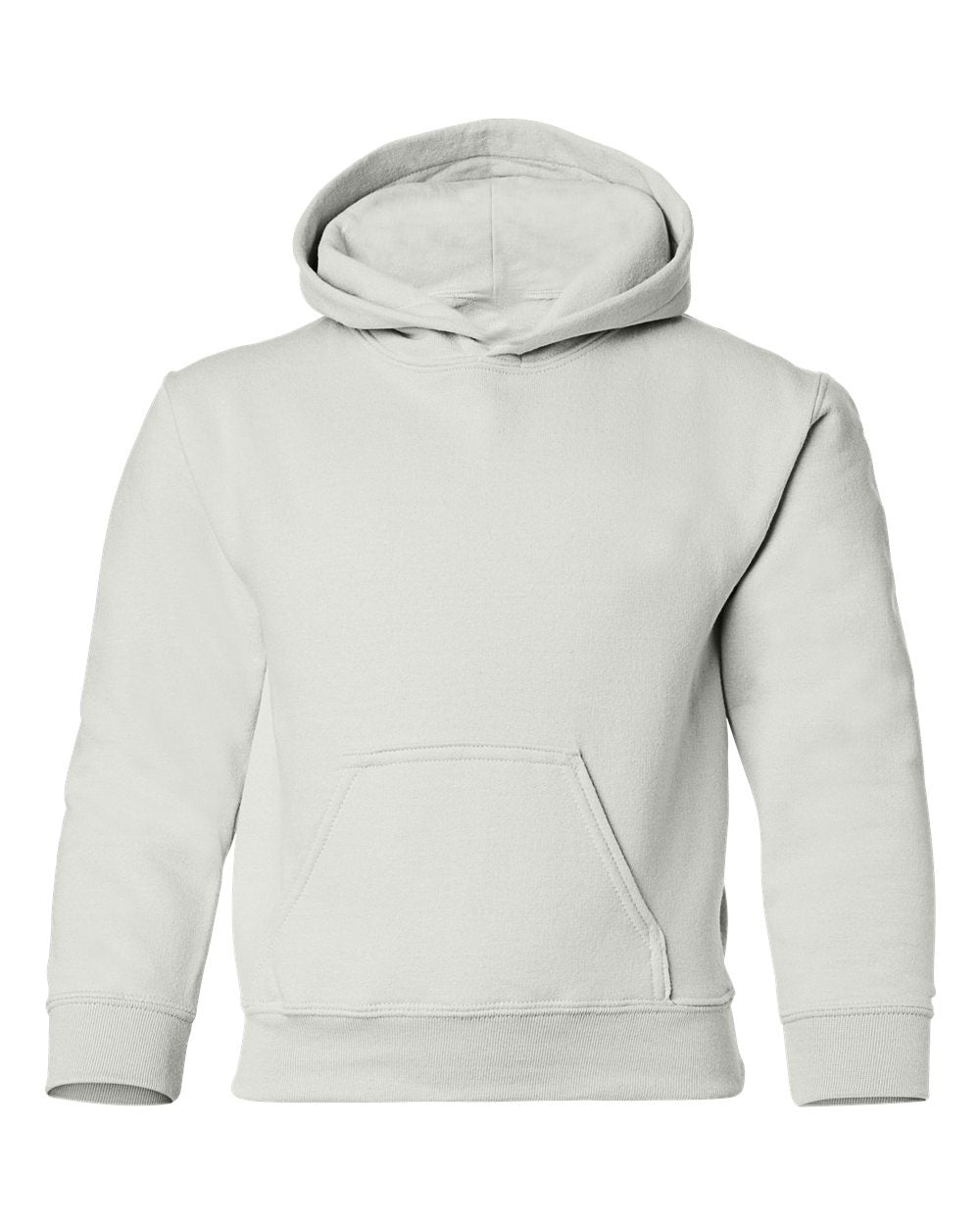 Gildan 18500B blank youth hoodie in White, front view