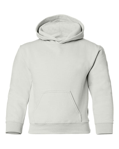 Gildan 18500B blank youth hoodie in White, front view