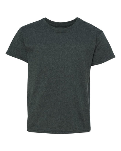 Gildan 5000B blank youth t-shirt in Dark Heather, front view