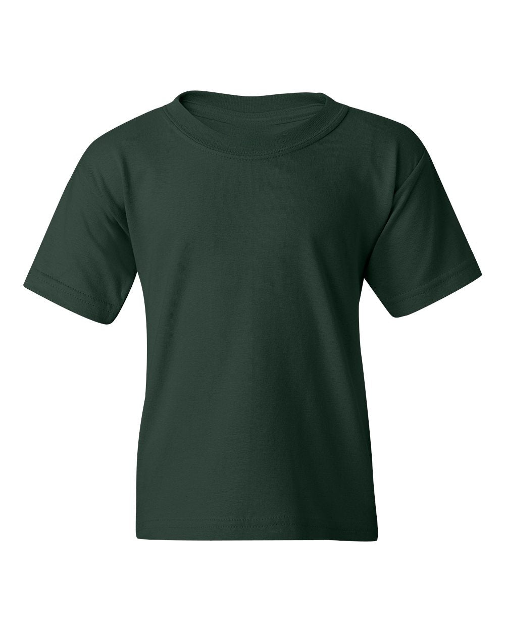 Gildan 5000B blank youth t-shirt in Forest Green, front view