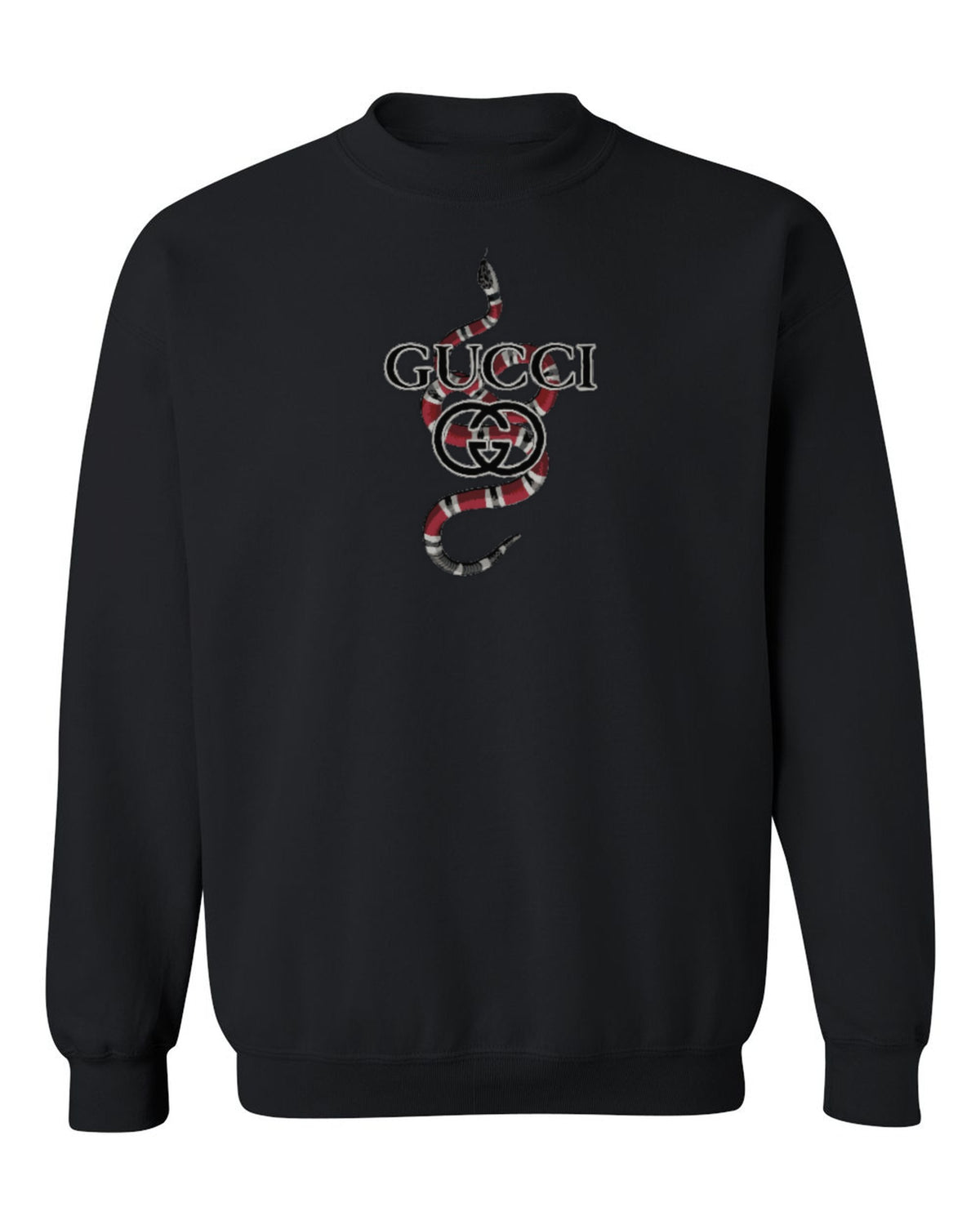 Gucci Snake Design — black crewneck mockup