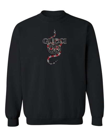 Gucci Snake Design — black crewneck mockup