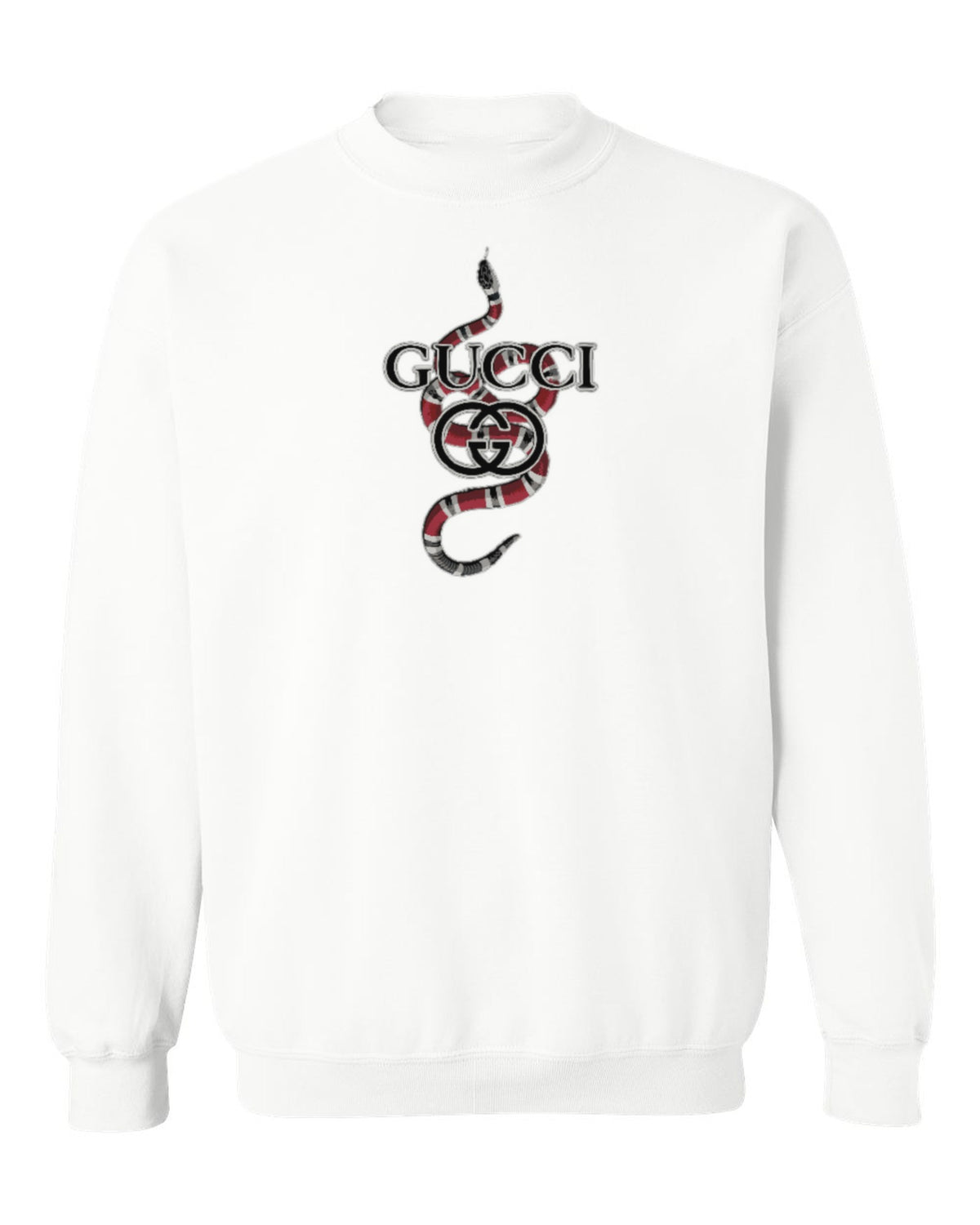 Gucci Snake Design — white crewneck mockup