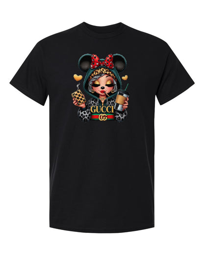 Gucci Minnie Design — black t-shirt mockup