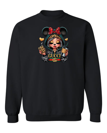 Gucci Minnie Design — black crewneck mockup