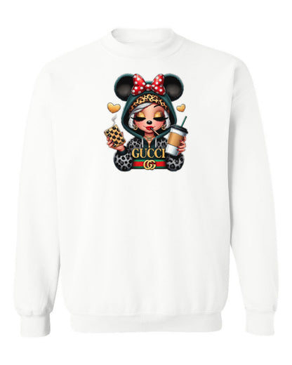 Gucci Minnie Design — white crewneck mockup
