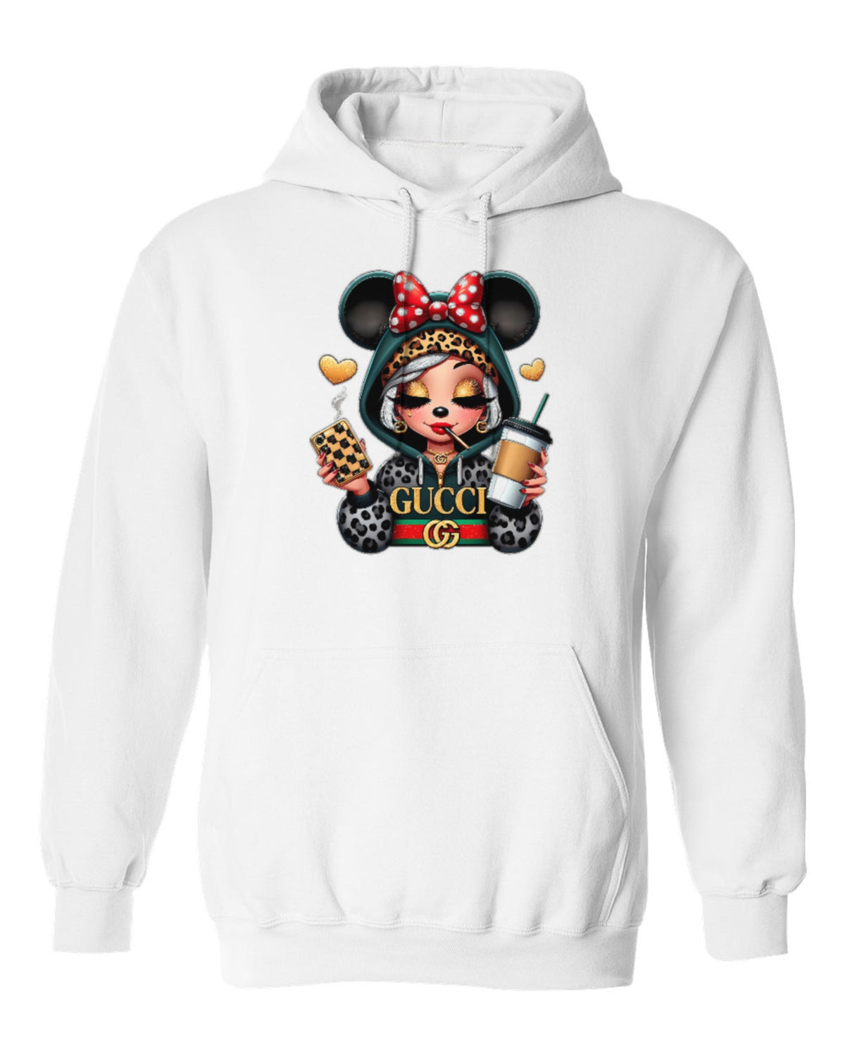 Gucci Minnie Design — white hoodie mockup