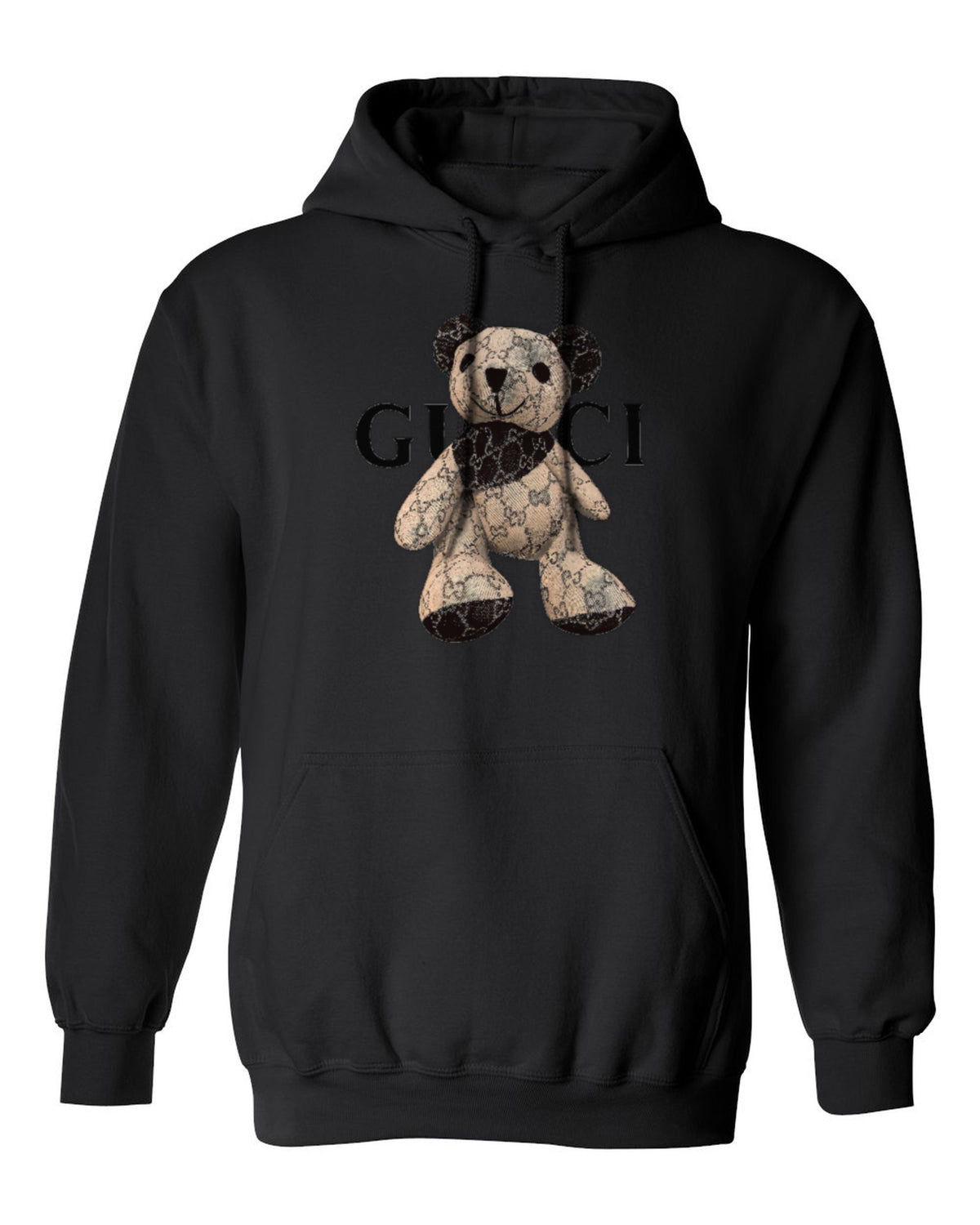 Gucci Teddy Bear Design — black hoodie mockup
