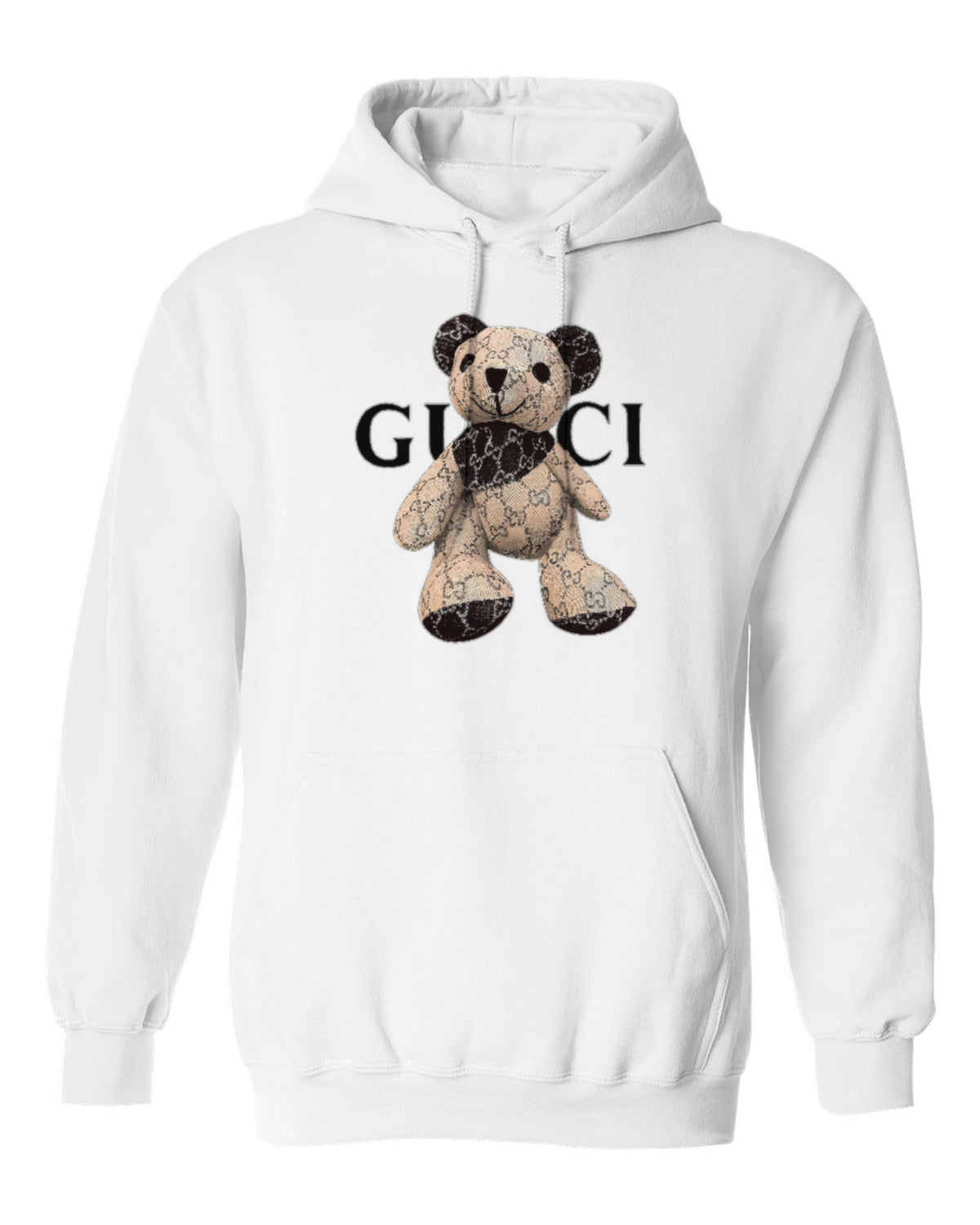Gucci Teddy Bear Design — white hoodie mockup