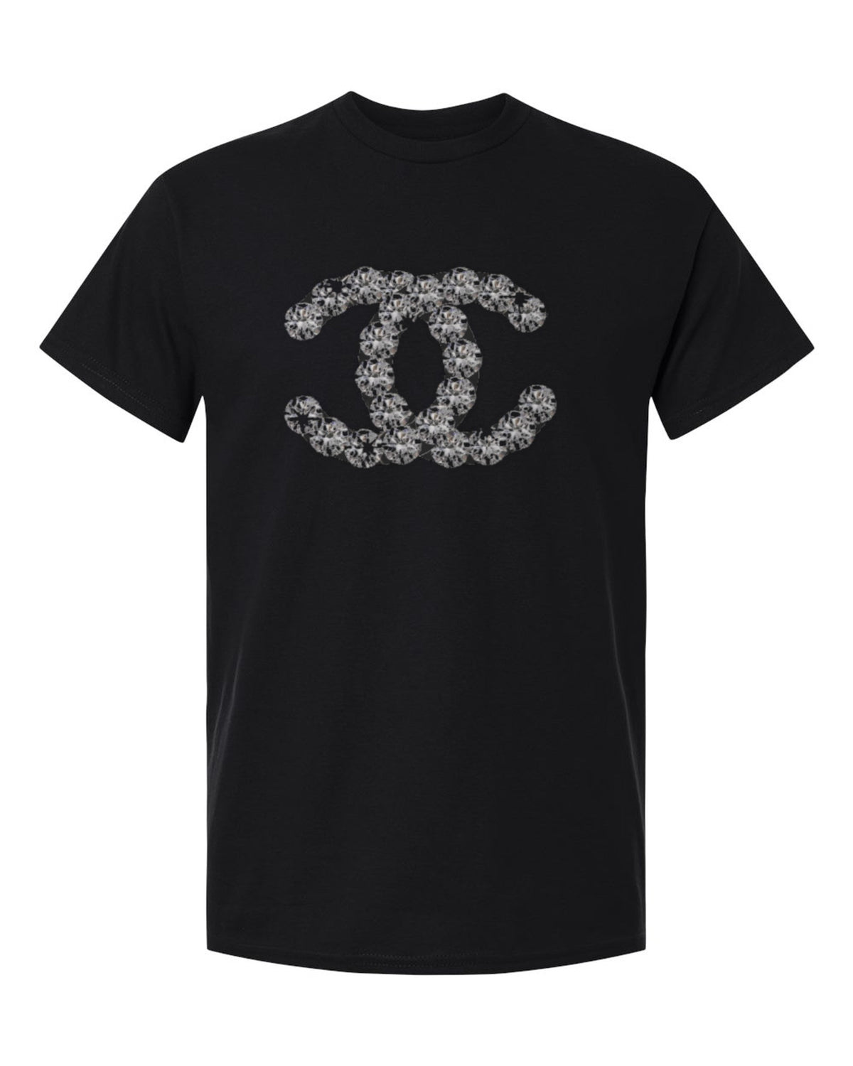 Chanel Pattern Logo Design — black t-shirt mockup