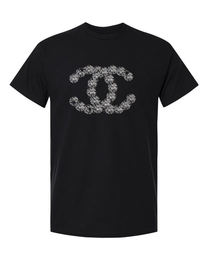Chanel Pattern Logo Design — black t-shirt mockup