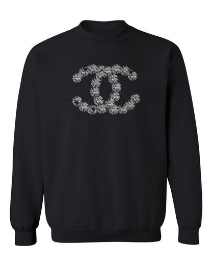 Chanel Pattern Logo Design — black crewneck mockup