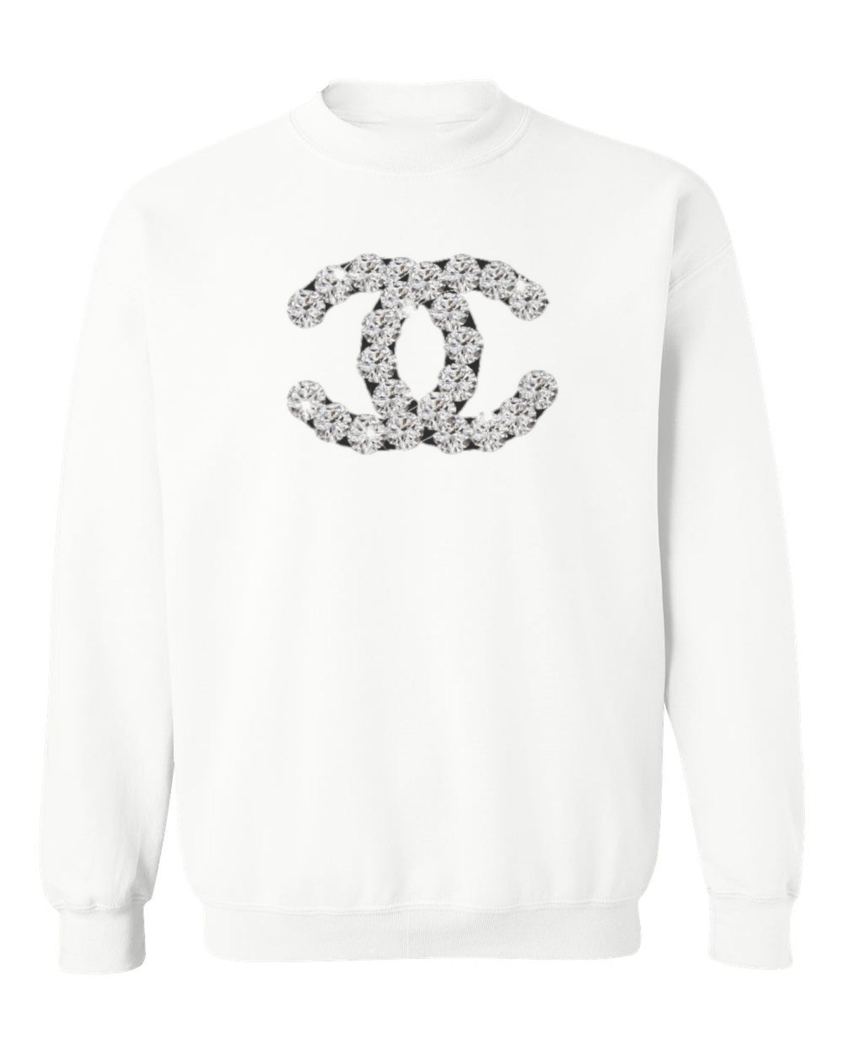 Chanel Pattern Logo Design — white crewneck mockup