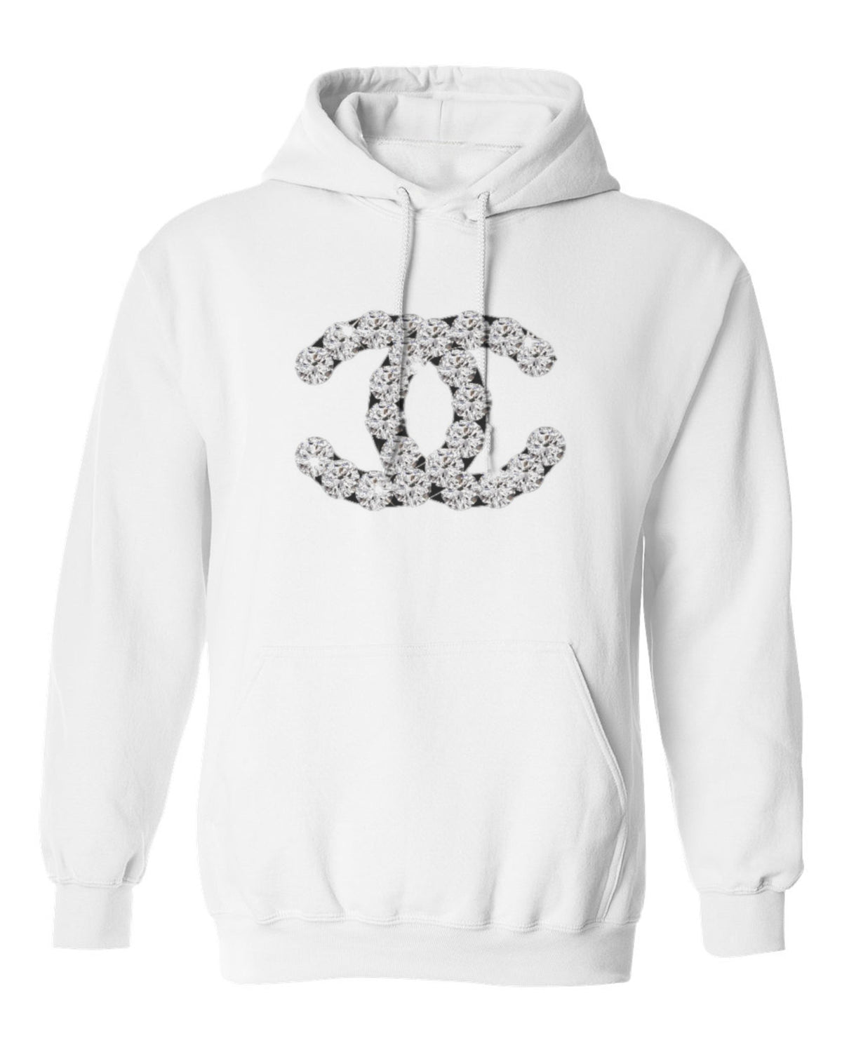 Chanel Pattern Logo Design — white hoodie mockup