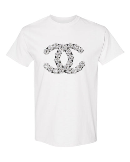 Chanel Pattern Logo Design — white t-shirt mockup