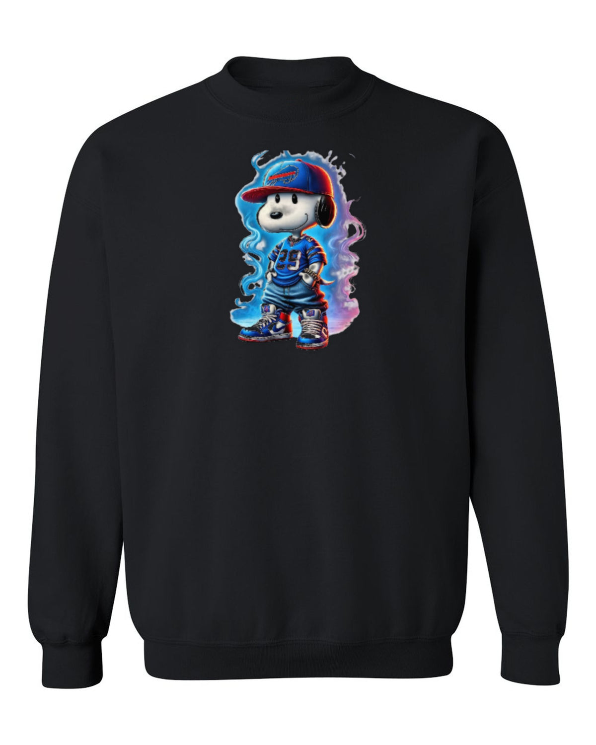 Snoopy Football Design — black crewneck mockup