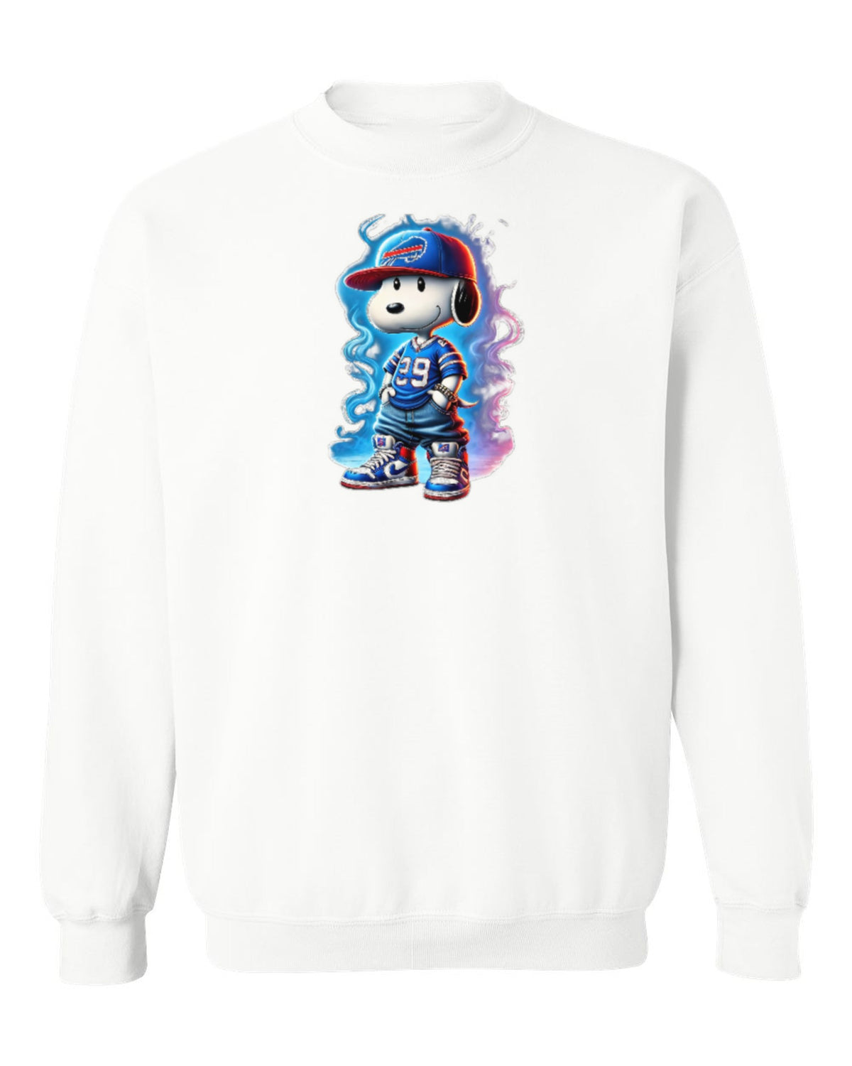 Snoopy Football Design — white crewneck mockup